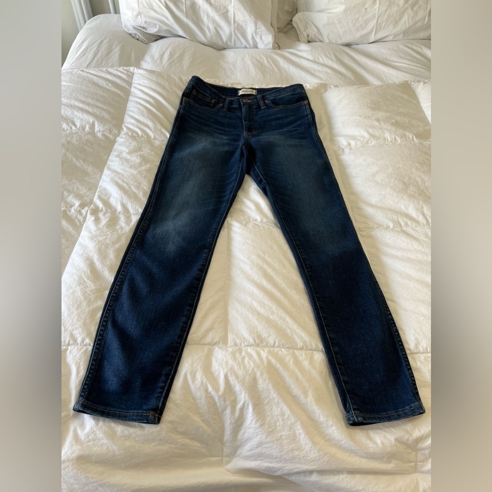 MADEWELL Women's 10" High Rise Skinny Jeans 5-Pocket Medium Wash Raw Hem SZ 28